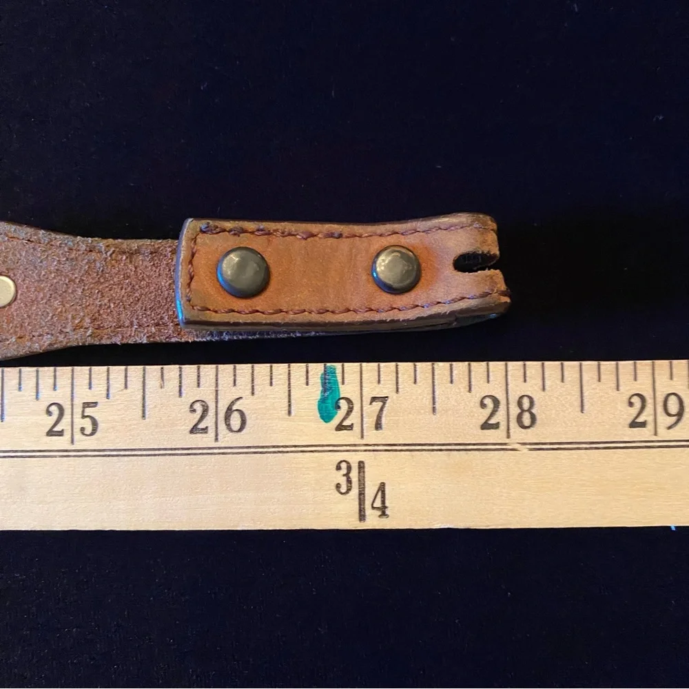 Brown Leather Belt with 7 Silver Accents
